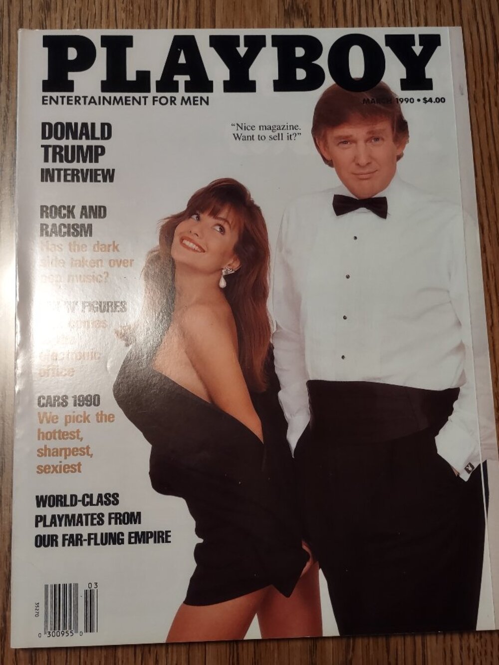 PLAYBOY Trump in Black & White Tuxedo Cover with Model March 1990
